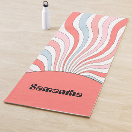 Tapete De Yoga Groovy Retro Waves in Pastel Colors