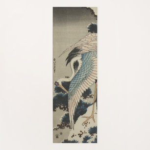Tapete De Yoga Gruas em Pine Hokusai coberto de neve