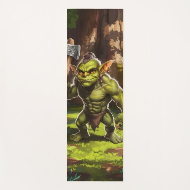 Tapete De Yoga Guardião goblin da floresta. (Frente)