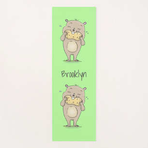 Tapete De Yoga Hamster sorridente e bonito com desenho animado de