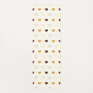 Tapete De Yoga Heart Pattern with Orange & Brown Hearts