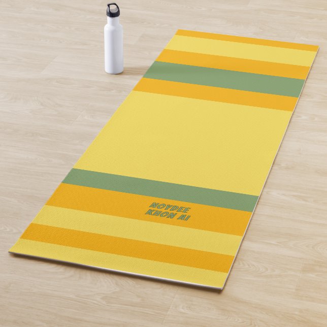 Tapete De Yoga Hero Stripes Horizontal Lines Orange Yellow Green (In Situ)