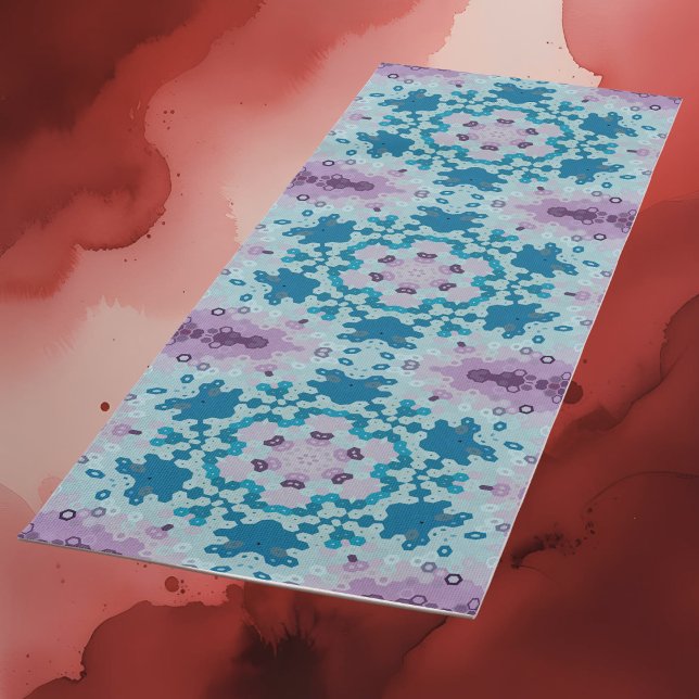 Tapete De Yoga Hex Mandala Blue e Purple (Criador carregado)