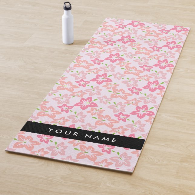 Tapete De Yoga Hibiscus Rosa, Flores Rosa, Seu Nome (In Situ)