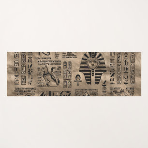 Tapete De Yoga Hieroglyphs e deidades egípcios - ouro luxuoso