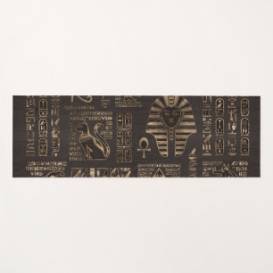 Tapete De Yoga Hieroglyphs e deidades egípcios - ouro na madeira