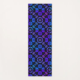 Tapete De Yoga Hippie Padrado Retro-Boêmia Azul Roxo Preto