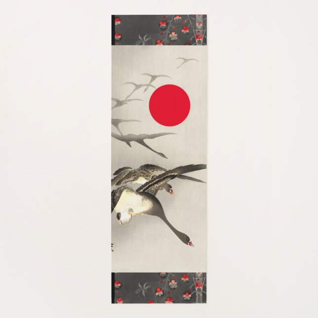 Tapete De Yoga HOKUSAI JAPONÊS WOODBLOCK IMPRESSÃO GEESE YOGA Mat (Verso)