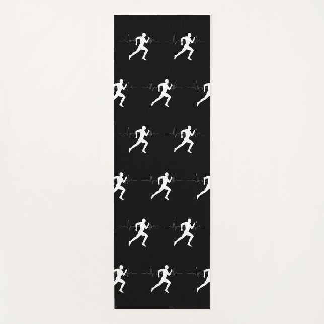 Tapete De Yoga Homem Runners Silhouette HeartBeat Line (Frente)