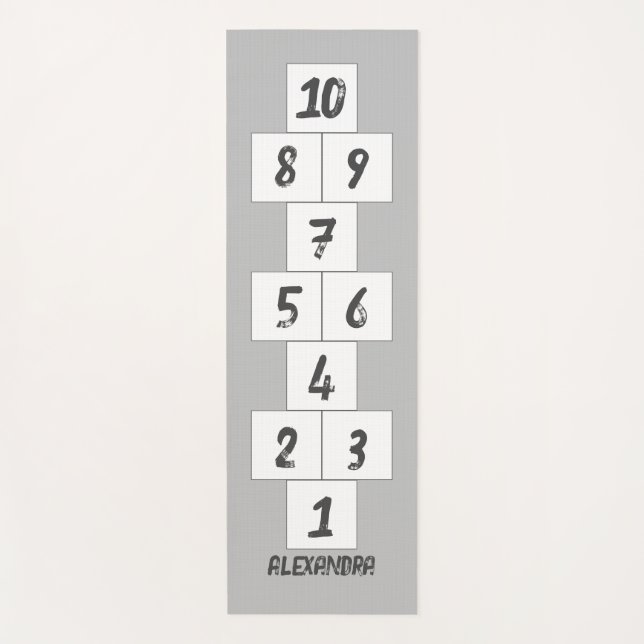 Tapete De Yoga Hopscotch Black em Cinza White Yoga Mat (Frente)