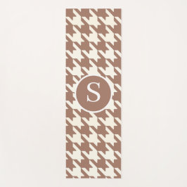 Tapete De Yoga Houndstooth Pattern Mocha Mousse e White