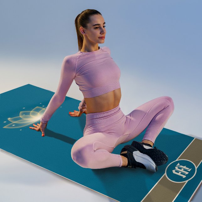 Tapete De Yoga Ícone de Zen do Flor de Lotus Dourado Mínimo Monog (Criador carregado)