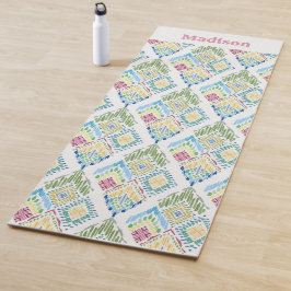 Tapete De Yoga Ikat Floral Sem Olhos Padrão