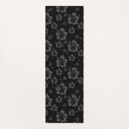 Tapete De Yoga Ilustração da Flor Preta em Fundo Preto