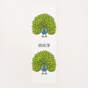 Tapete De Yoga Ilustração de ave pavão brilhante divertida