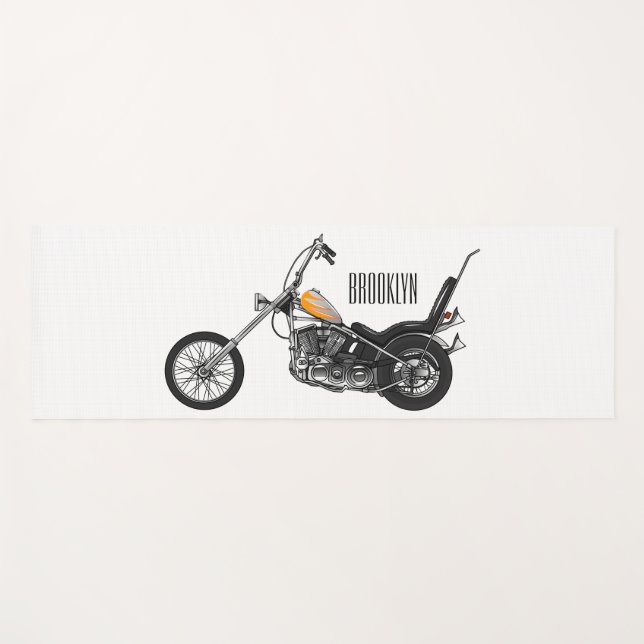 Tapete De Yoga Ilustração de desenho animado Chopper Motorcycle 1 (Frente (Horizontal))