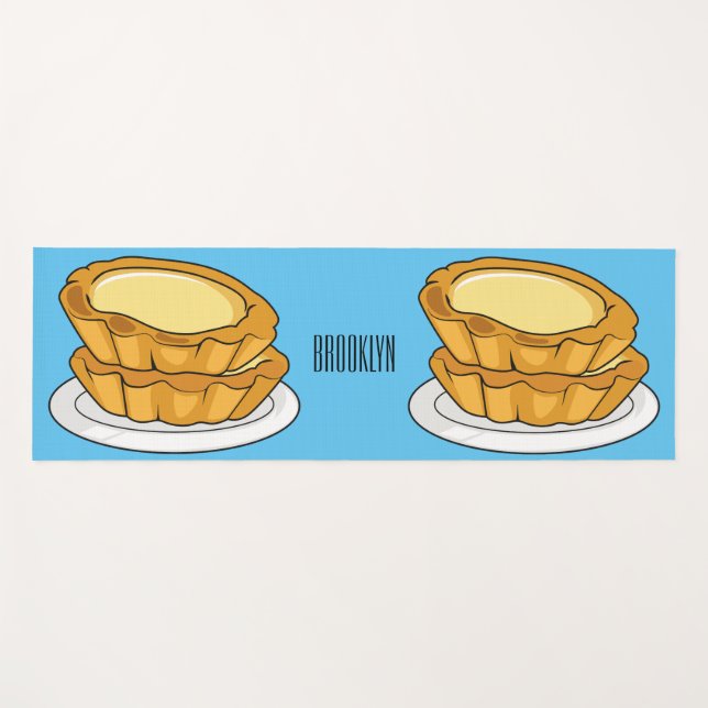 Tapete De Yoga Ilustração de desenho animado com tarte de ovo (Frente (Horizontal))