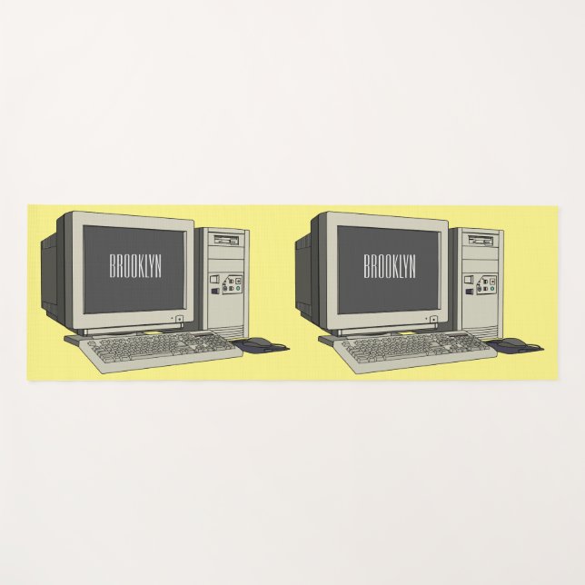 Tapete De Yoga Ilustração de desenho animado de computador (Frente (Horizontal))