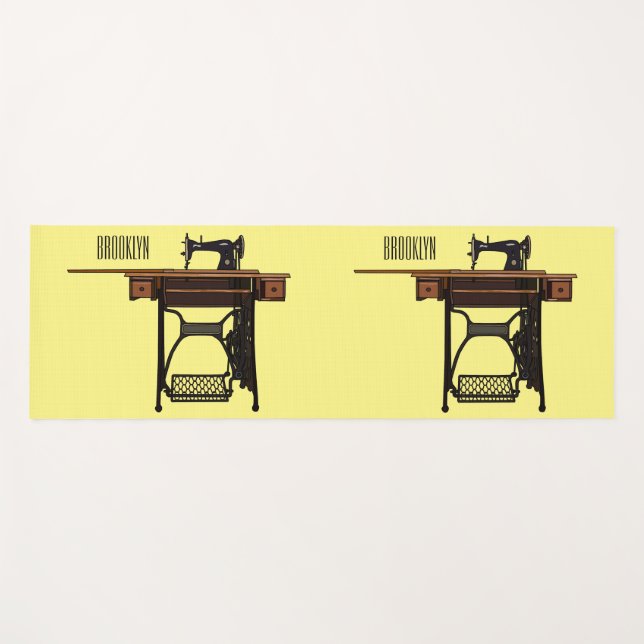 Tapete De Yoga Ilustração de desenho animado de máquina de costur (Frente (Horizontal))