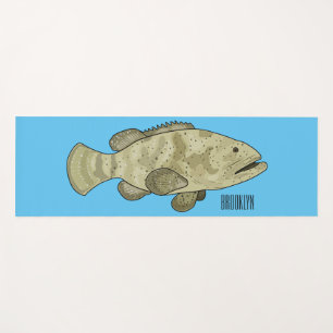Tapete De Yoga Ilustração de desenho animado de peixe garoupa