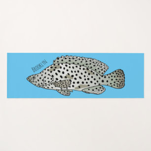 Tapete De Yoga Ilustração de desenho animado de peixe-garoupa-jub