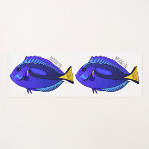 Tapete De Yoga Ilustração de desenho animado de peixe marrom azul