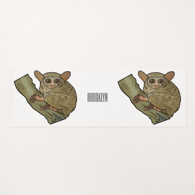 Tapete De Yoga Ilustração de desenho animado de Tarsier (Frente (Horizontal))