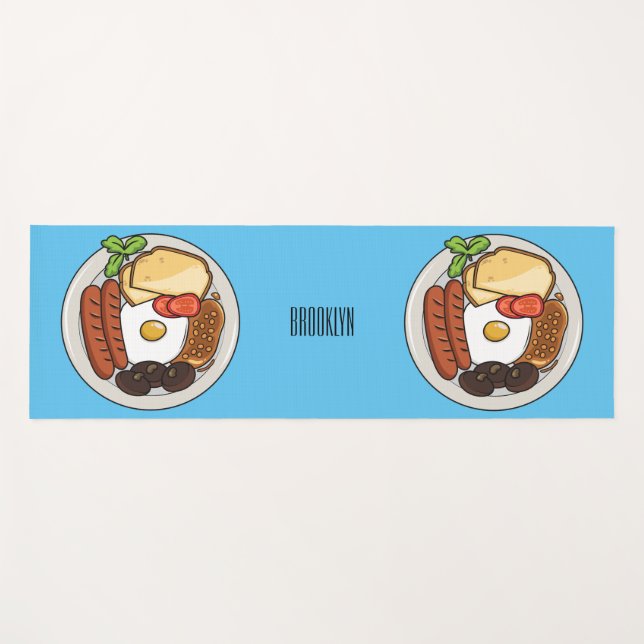 Tapete De Yoga Ilustração de desenho animado do café da manhã em  (Frente (Horizontal))