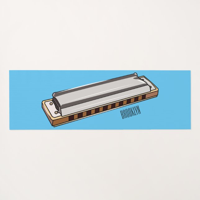 Tapete De Yoga Ilustração de desenho da Harmonica (Verso (Horizontal))