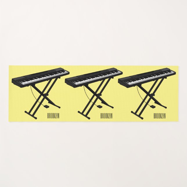Tapete De Yoga Ilustração de desenho de piano de teclado (Frente (Horizontal))