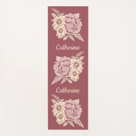 Tapete De Yoga Ilustração de Flor: nome personalizado ioga mat