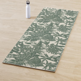 Tapete De Yoga Ilustração de linha tropical exótica.
