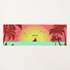 Tapete De Yoga Ilustração de Praia: Ioga personalizada