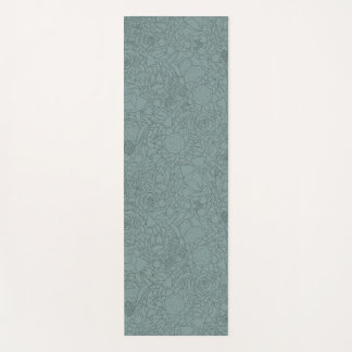 Tapete De Yoga Ilustração de Tinta de Linha de Buquê Floral em Te