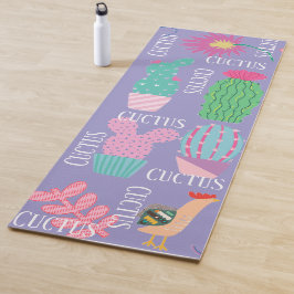Tapete De Yoga Ilustrações modernas de cactus Fundo roxo