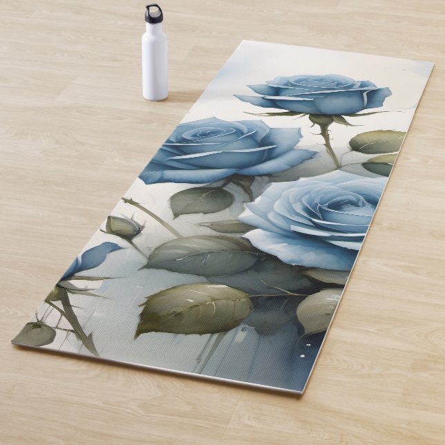 Tapete De Yoga Imagem bonito de Rosas azuis com aquarela (In Situ)