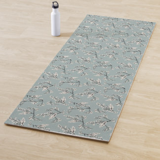 Tapete De Yoga Impressão Botânica Verde Salvia Floral Moderna