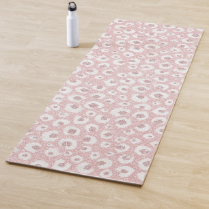 Tapete De Yoga Impressão branca-leopardo-branca brilhante Rosa D