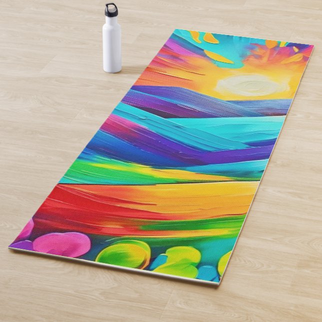 Tapete De Yoga Impressão de Arte de Montanha Sunset vibrante (In Situ)