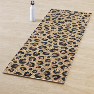 Tapete De Yoga Impressão de Leopardo Negro brilhante Dourado Ele
