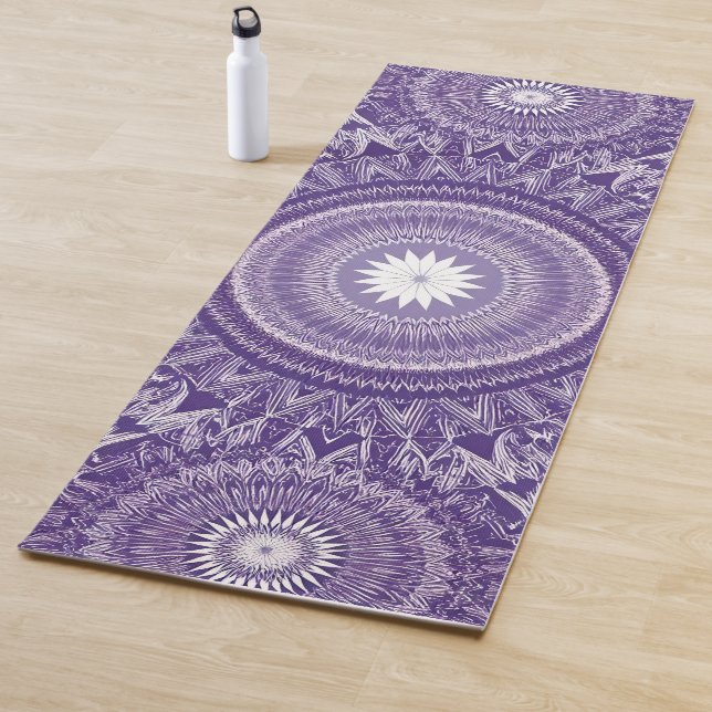 Tapete De Yoga Impressão de Mandala, roxo e rosa, com dois lados, (In Situ)
