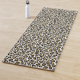Tapete De Yoga Impressão Dourada de Leopardo Preto