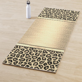 Tapete De Yoga Impressão Dourada Sheen Dourada Leopard