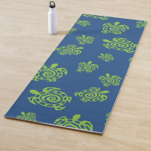 Tapete De Yoga Impressão gráfico verde e azul da tartaruga