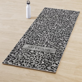 Tapete De Yoga Impressão Leopardo Chic Silver Personalizada
