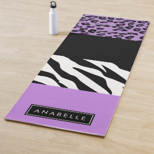 Tapete De Yoga Impressão Leopardo, Impressão Zebra, Roxo, Seu Nom