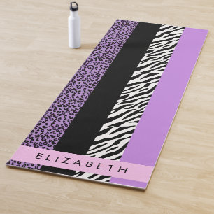Tapete De Yoga Impressão Leopardo, Impressão Zebra, Roxo, Seu Nom
