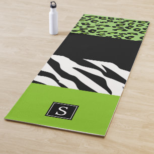 Tapete De Yoga Impressão Leopardo, Impressão Zebra, Verde, Monogr