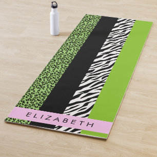 Tapete De Yoga Impressão Leopardo, Impressão Zebra, Verde, Seu No