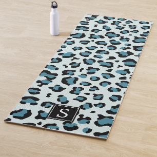 Tapete De Yoga Impressão Leopardo, Manchas, Leopardo Azul, Monogr